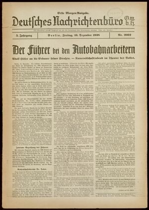Deutsches Nachrichtenbüro on Dec 16, 1938