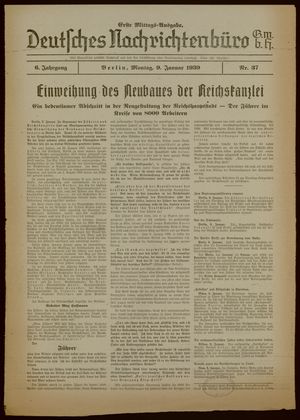 Deutsches Nachrichtenbüro vom 09.01.1939