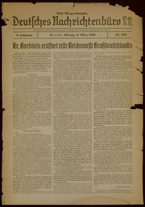 Deutsches Nachrichtenbüro vom 06.03.1939