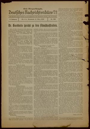 Deutsches Nachrichtenbüro vom 11.03.1939