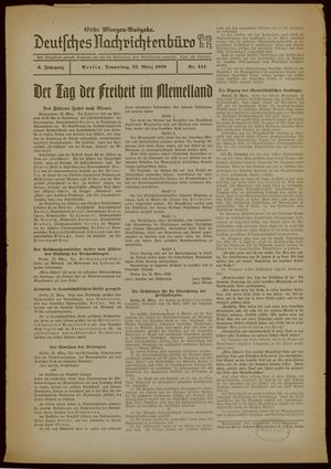 Deutsches Nachrichtenbüro on Mar 23, 1939