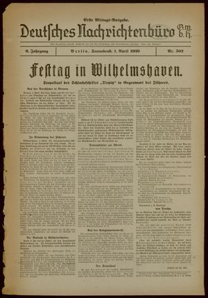 Deutsches Nachrichtenbüro vom 01.04.1939