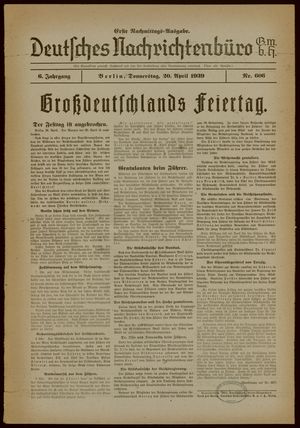 Deutsches Nachrichtenbüro on Apr 20, 1939