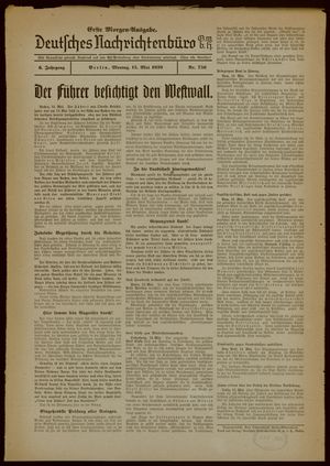 Deutsches Nachrichtenbüro vom 15.05.1939