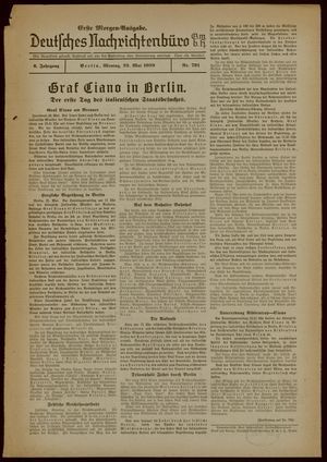 Deutsches Nachrichtenbüro vom 22.05.1939