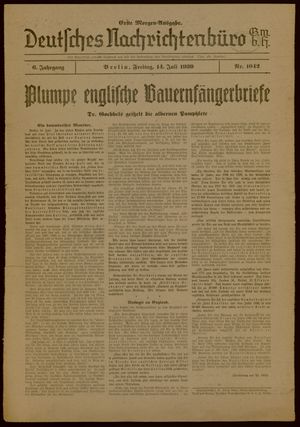 Deutsches Nachrichtenbüro vom 14.07.1939