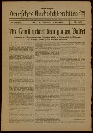 Deutsches Nachrichtenbüro on Jul 15, 1939