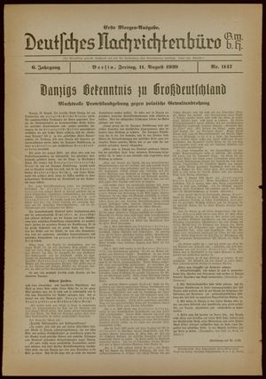 Deutsches Nachrichtenbüro vom 11.08.1939