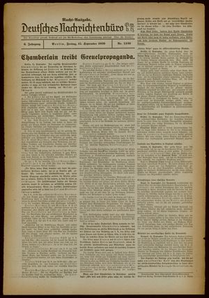 Deutsches Nachrichtenbüro vom 15.09.1939