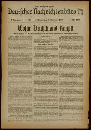Deutsches Nachrichtenbüro vom 09.11.1939