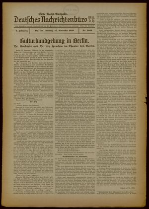 Deutsches Nachrichtenbüro vom 27.11.1939