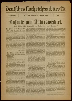 Deutsches Nachrichtenbüro vom 01.01.1940