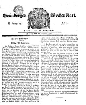 Grünberger Wochenblatt vom 26.01.1857