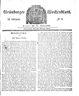Grünberger Wochenblatt vom 29.01.1857