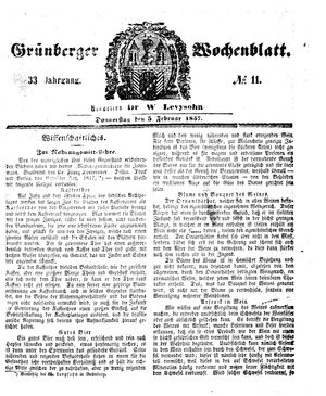 Grünberger Wochenblatt vom 05.02.1857