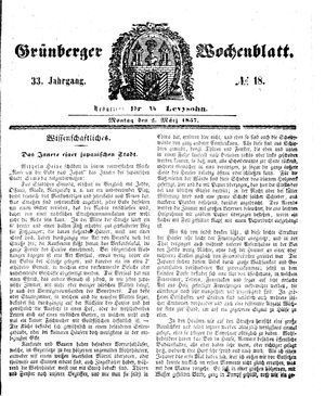 Grünberger Wochenblatt on Mar 2, 1857