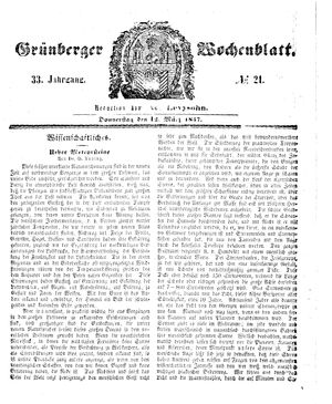 Grünberger Wochenblatt vom 12.03.1857