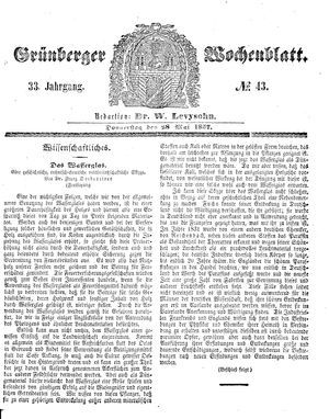 Grünberger Wochenblatt vom 28.05.1857