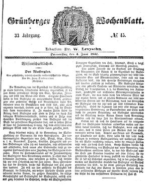 Grünberger Wochenblatt vom 04.06.1857
