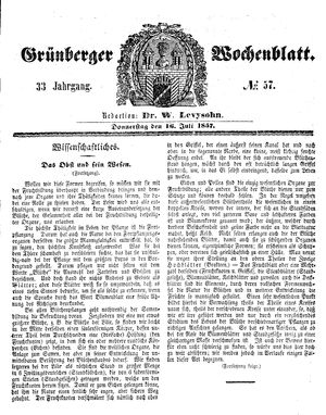 Grünberger Wochenblatt vom 16.07.1857