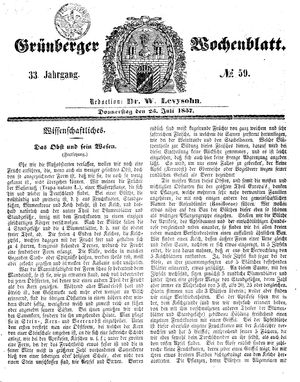 Grünberger Wochenblatt vom 23.07.1857