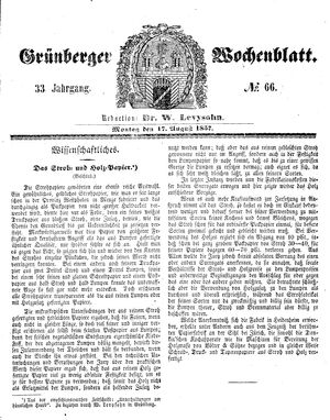 Grünberger Wochenblatt vom 17.08.1857