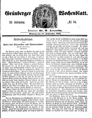Grünberger Wochenblatt vom 21.09.1857