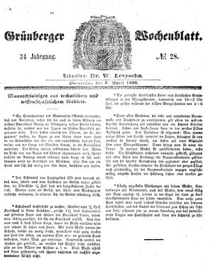 Grünberger Wochenblatt vom 08.04.1858