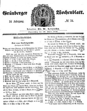 Grünberger Wochenblatt on Apr 29, 1858