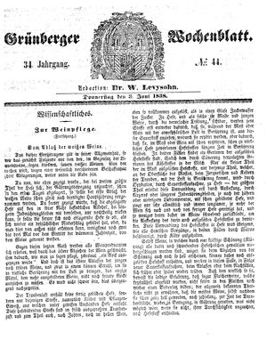 Grünberger Wochenblatt on Jun 3, 1858