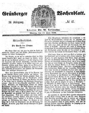 Grünberger Wochenblatt vom 14.06.1858