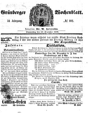 Grünberger Wochenblatt on Dec 23, 1858