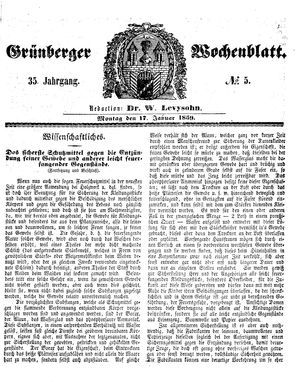 Grünberger Wochenblatt vom 17.01.1859