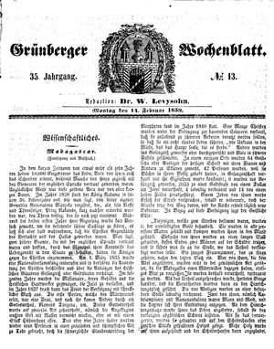 Grünberger Wochenblatt vom 14.02.1859