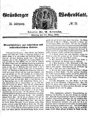 Grünberger Wochenblatt vom 14.03.1859