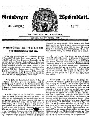 Grünberger Wochenblatt on Mar 28, 1859