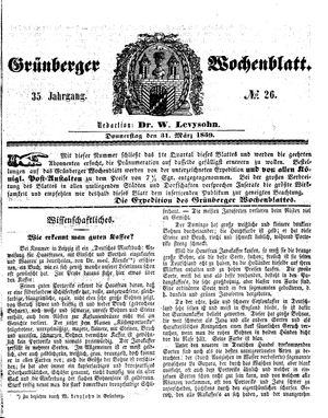 Grünberger Wochenblatt on Mar 31, 1859