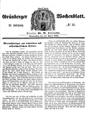 Grünberger Wochenblatt vom 21.04.1859