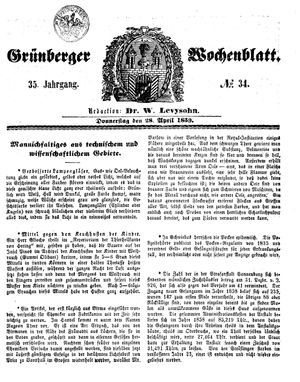 Grünberger Wochenblatt vom 28.04.1859