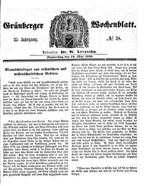 Grünberger Wochenblatt vom 12.05.1859