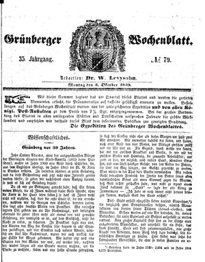 Grünberger Wochenblatt vom 03.10.1859