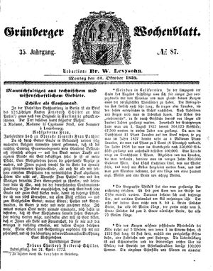 Grünberger Wochenblatt on Oct 31, 1859
