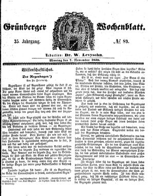 Grünberger Wochenblatt on Nov 7, 1859