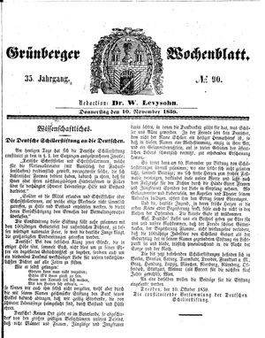 Grünberger Wochenblatt vom 10.11.1859