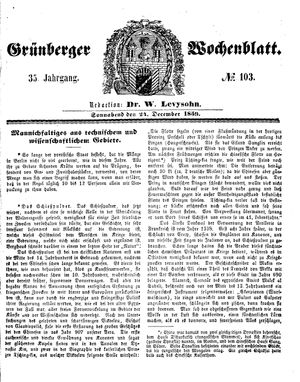 Grünberger Wochenblatt on Dec 24, 1859