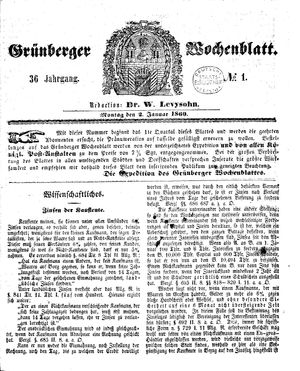 Grünberger Wochenblatt on Jan 2, 1860