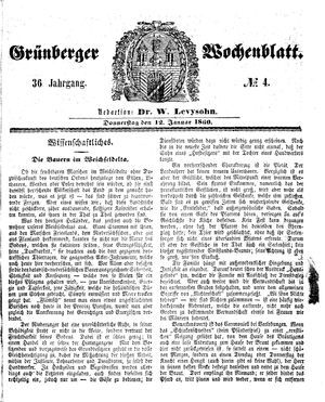 Grünberger Wochenblatt vom 12.01.1860
