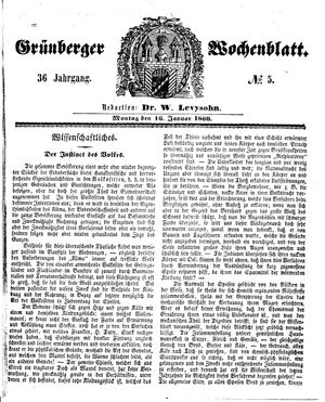 Grünberger Wochenblatt vom 16.01.1860