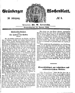 Grünberger Wochenblatt vom 19.01.1860