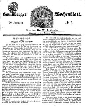 Grünberger Wochenblatt vom 23.01.1860